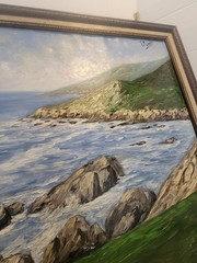 Vintage Signed Impressionist Coastal Seascape Surf Maritime Painting Framed