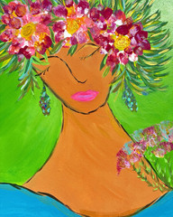Wall Decor Original Acrylic Painting Whimsical Floral 12 X 12 Folk Art Textured