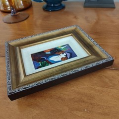 Pair of Paintings by Cristina Granja Woman & Floral Still Life Gold Wood Frames