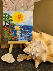 Tropical Painting Original Art Impasto Palette Knife Hawaii Beach Seascape Ocean