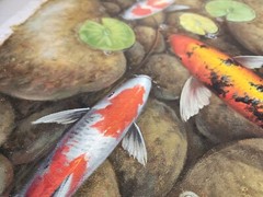 20×36 Beautiful Koi Fish Pond Hand Painted Oil Painting High Quality Canvas