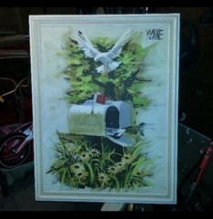 ROBERT MCCAINE BIRD PAINTING MID CENTURY MODERN ORIGINAL SIGNED OIL ON CANVAS