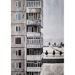 Cityscape Painting Original Art City Art Wall Decor Watercolor Painting