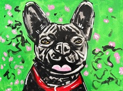 Unique 12×16″ Pop Art Acrylic Painting: French Bulldog on Stretched Canvas