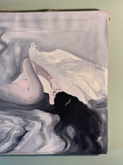 Original Signed Fragonese Nude Reclining Female Painting On Canvas Vintage 24×12