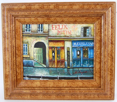 Vtg 80 Original Signed Mariel Chapot French Paris Street Scene Oil Painting 10X8