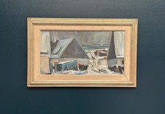 Swedish Oil on Canvas – “Abstract Landscape” by Carl Berndtsson – 68 × 42 cm