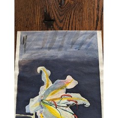 Vtg Still Life Watercolor 10×16 Flower Lilie Signed Teri Banas Minimalist Moody