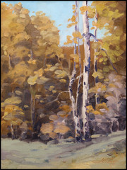 Art Original Oil Painting Landscape Yellow Trees Aspen Fall Autumn by Jeff Love