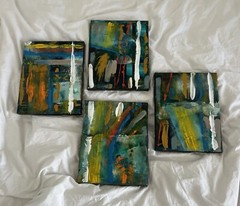 Quadrant of Echoes Mixed Technique (4 Pieces) By Itala 18X13 Inch Each