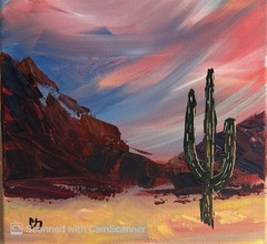 Desert Cactus Sunset Original Acrylic Painting 11×14 Signed Canvas Art