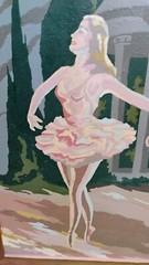 Vtg Paint By Number Moonlight Ballet Dancers Period Frame Painting 19.5″x15.5″