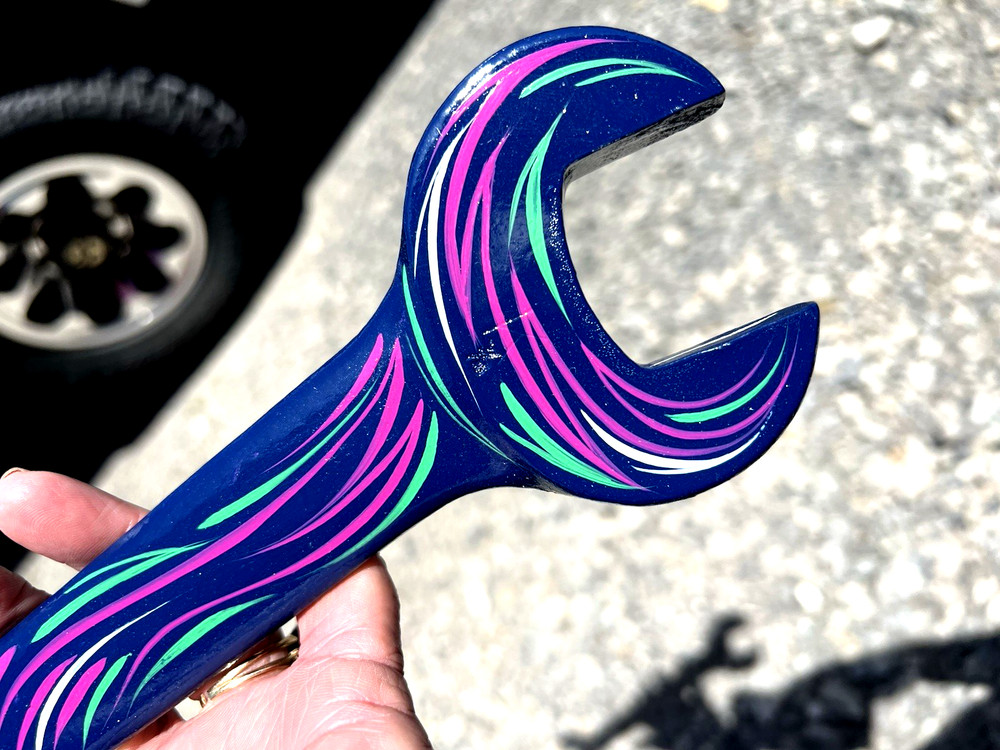 Pinstriped Rat Rod Tool Hand Painted Wrench Hotrod Garage Auto Shop Sign Art