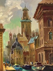 Oil Painting Venetian Reflection Y. Suprunchuk Evening Cityscape Art nAAA4243