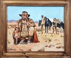 Original Western Oil Painting „Checkin‘ Trail“ by Marc Bitler