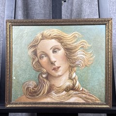 Early 20thC Oil On Board Painting Of A Woman Unsigned 18”x15”
