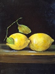 „Yellow Lemons“ Oil Painting 9″x12″x3/8″ on MDF Board