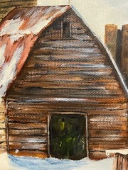 16 x 20 Original Oil Painting on Canvas…….“Winter Barn with Silo“