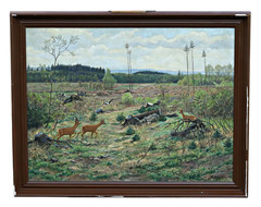 Heinz Esser (1892-?) May on the Estate Rehe Landscape Oil Painting Framed