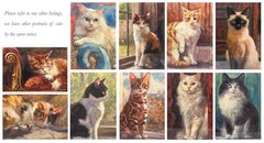 Vintage French Watercolor Painting,  Portrait of a Siamese Cat, Signed