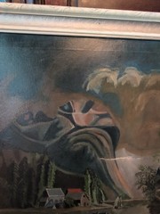 1931 Large Surrealist Impressionist Realist Signed Oil Painting Framed 41″X37.5″