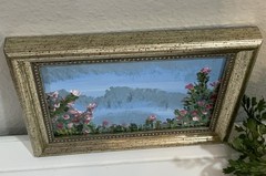 “Pink Calm” Floral Acrylic Painting Signed Holly Nellis Gold Framed Wall Art
