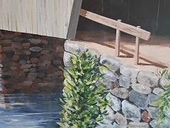 Tim Spongberg Original Painting Covered Bridge Landscape Signed Acrylic