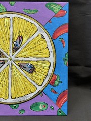 Original Painting C3DESIGNGOODS-8.5×8.5 Acrylic Abstract Sardine Lemon Seeds
