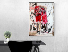 JORDAN FLU Scottie Pippen Michael Large Basketball Iconic Painting – 30″ x 40″