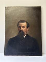 ANTIQUE IMPRESSIONIST PAINTING 1880’S PORTRAIT MAN Men People Mystery Artist