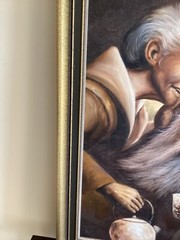 chinese oil painting of elder man and woman