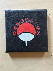 4×4 Inch Uchiha Clan Emblems Acrylic Painting on Stretched Canvas