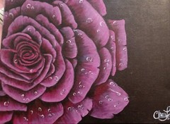 Acrylic Painting Purple Rose on Canvas