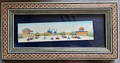 PERSIAN MINIATURE PAINTING on BONE with a KHATAM FRAME SIGNED By Artist *RARE*
