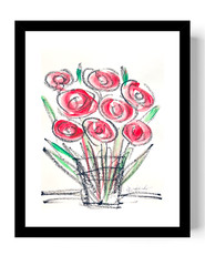 Guajardo Art: Roses 11X8.5 Original Paper Signed Whimsical Art