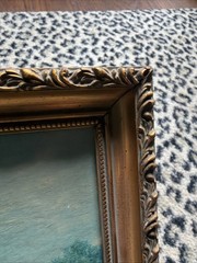 VTG 1963 Original Texas Bluebonnet Oil Painting Belgium Gold Frame Signed 8×10