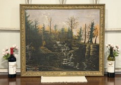 Antique c1850’s Landscape Oil Painting On Canvas O/C After JAMES HOPE Framed