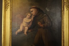Antique Oil Painting Saint Anthony of Padua with Child Jesus 18th Century