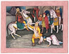 Handmade Sikh Miniature Painting Of Sikh Empire Gouache Pigment Art 13×10 Inches