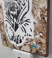 White Tiger Acrylic Original 3D Painting Unframed 11×14 Stretched Canvas