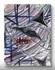 Original, Abstract, Expressionism,Shark, Painting 14×11 canvas Wall Art Home