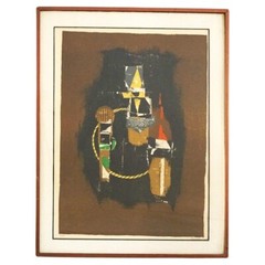 Mid Century Modern Abstract Oil On Canvas Painting, Signed, 20thC