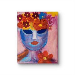 Woman With Flowered Hair Abstract Neo Expressionism Original Artwork Canvas