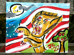 PATRIOT WEREWOLF FULL MOON Jr CHARLIE FAST OUTSIDER POLITICAL FOLK POP ART USA