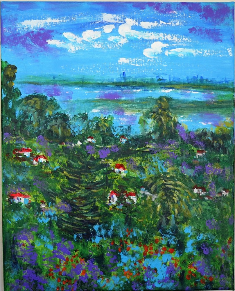 Original painting – lookout from Marin hills over looking San Francisco Bay