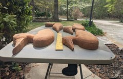 4 wooden Decoys hand carved unpainted fok art style
