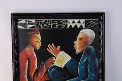 Unique Muslim Men Expressionism Art On Wood Signed Momo