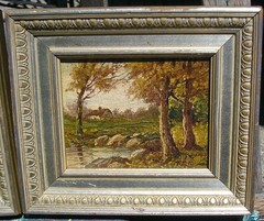 PAIR OF 2 OLD LANDSCAPE PAINTINGS FROM WANAMAKER’S GALLERY PHILADELPHIA, SIGNED!