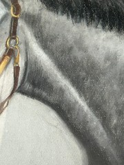 PAIR of 2-Vtg Original Sykes Horse Realism Portrait Pastel Paintings 33“x27“