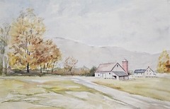 „The Farmhouse“ Original Watercolor Painting Michigan House Home Farm 21.75″x14″
